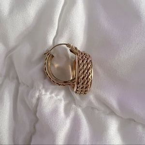 Gold Tone Braided Hoop Earrings